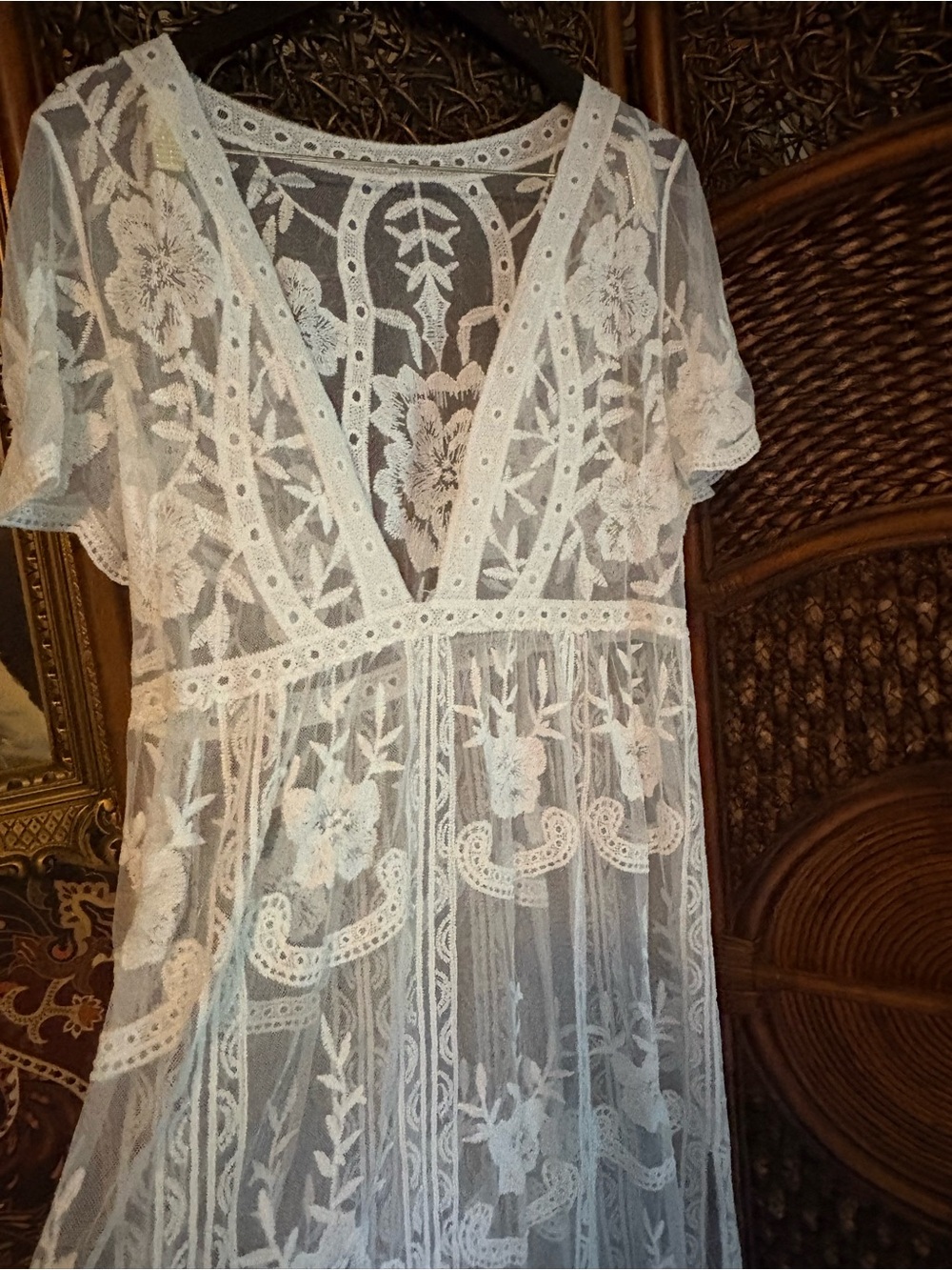 ✨ Ethereal Fairycore Embroidered Lace Midi Dress | Woodland Nymph Cottagecore ✨ - Picture 2 of 4